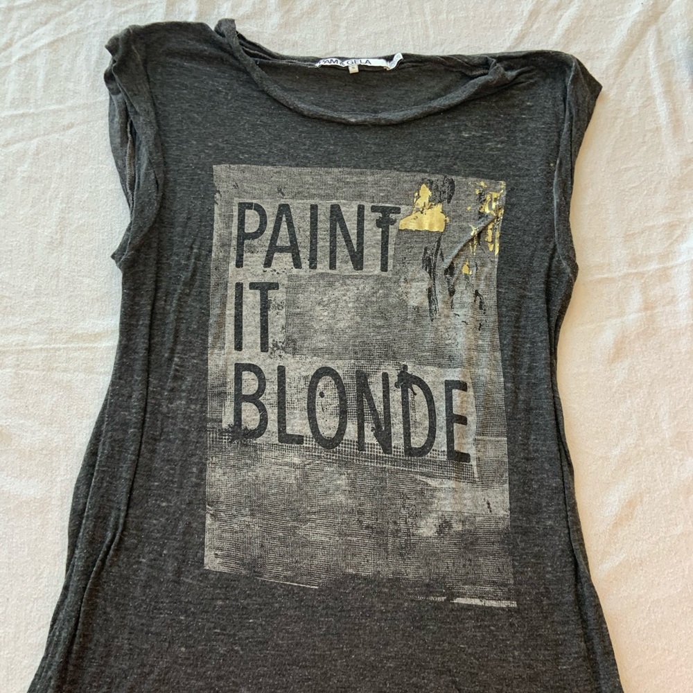 Pam & Gela Gray burn out graphic t shirt